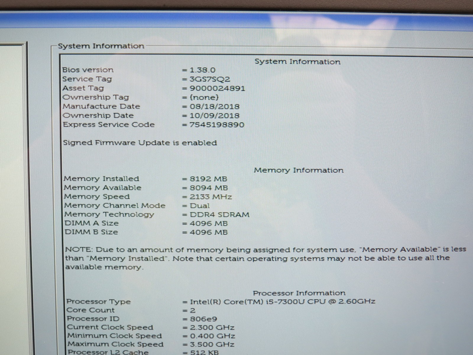Dell Laitiude 5590 | i5-7300U @ 2.6GHz | 8GB DDR4 | 256GB | No HDD/OS/Battery