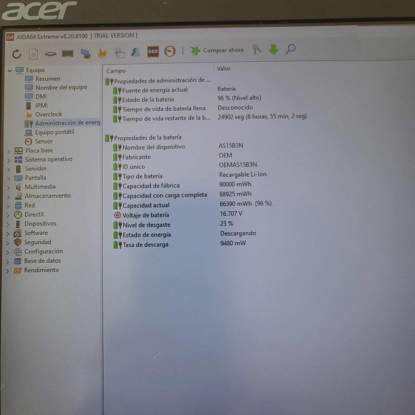 PREDATOR G9-791 GAMING LAPTOP CORE i7-6700HQ 8GB RAM GTX 970M 62GB SSD