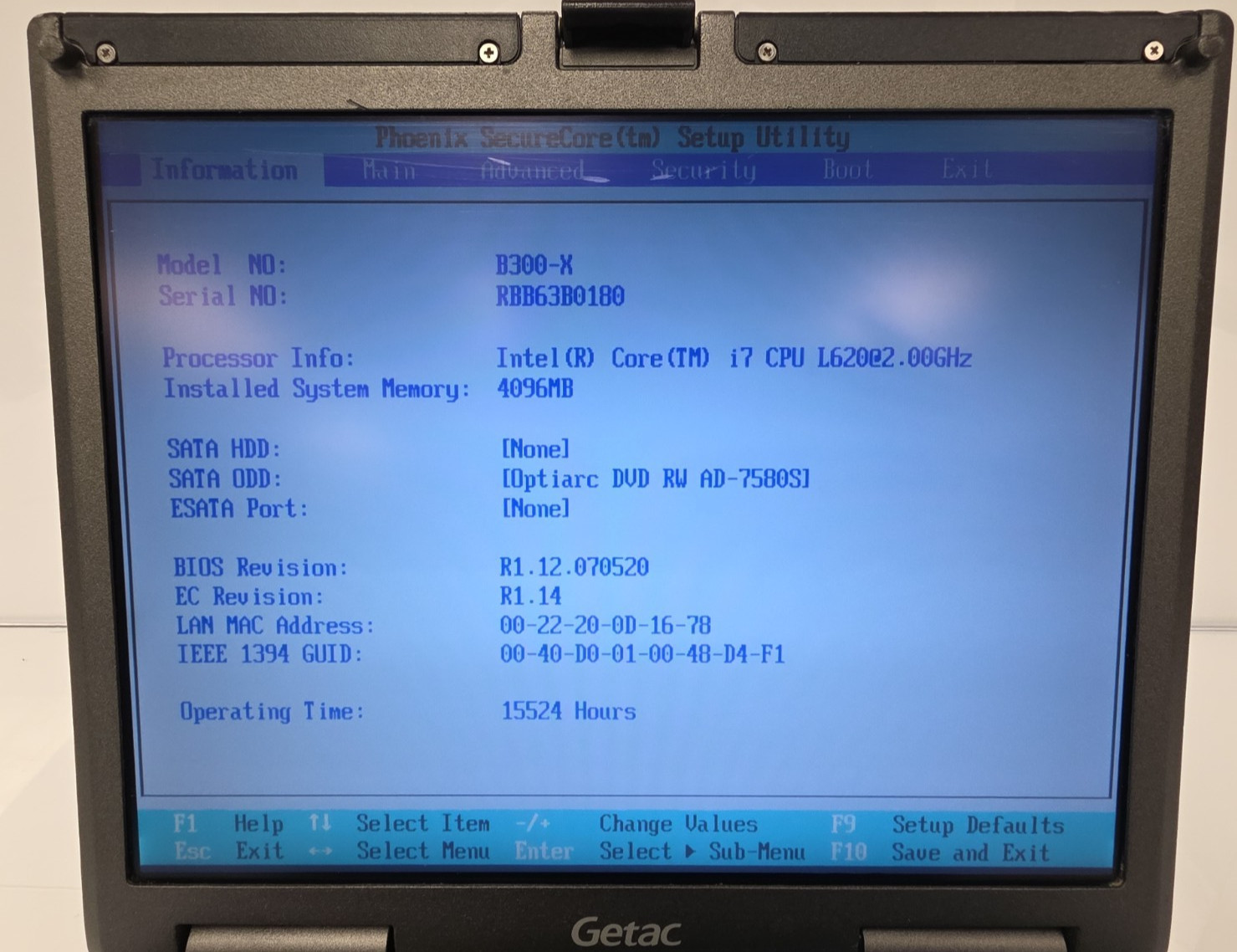Getac B300 G1| Touch| Intel Core i5-L620| 4GB RAM| No HDD| No OS| 15,524 Hours