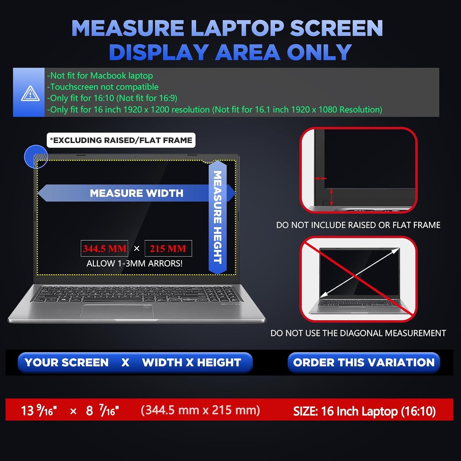 16″ Privacy Filter Screen Protector for 16 inch Widescreen Notebook Laptop