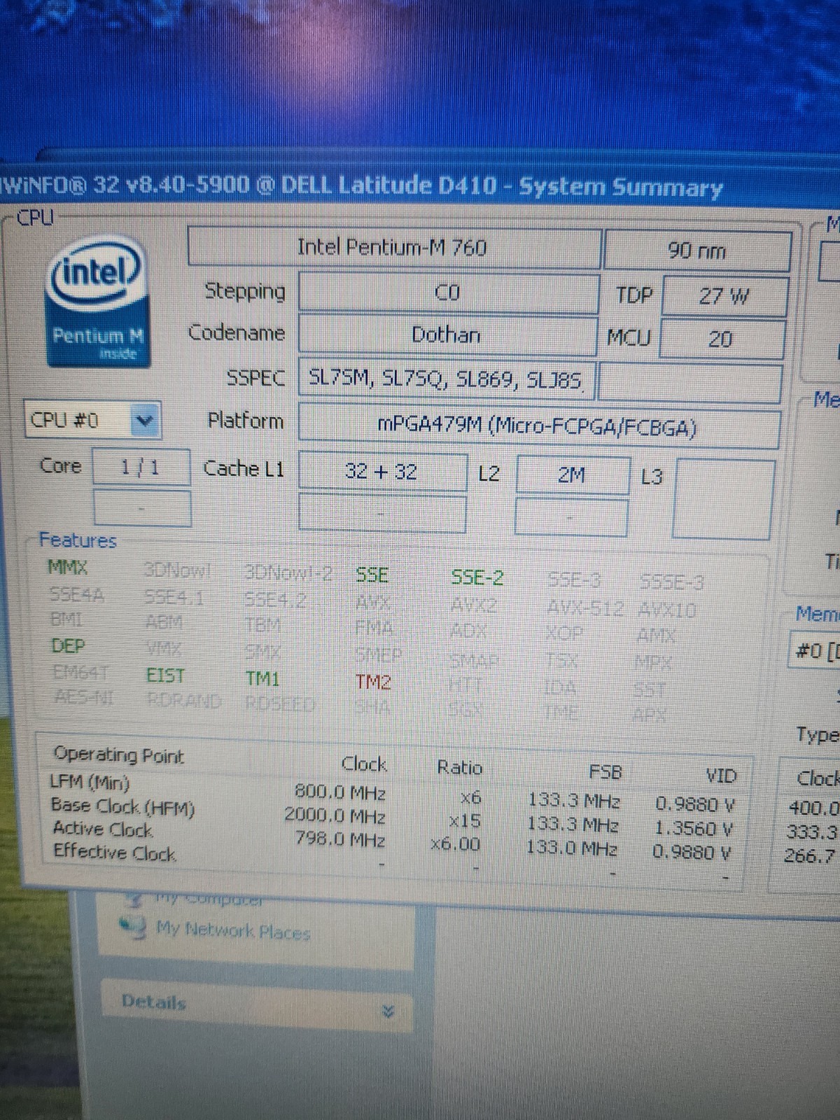 Dell Latitude D410 Pentium M Windows XP 128GB SSD Working Dock AC Wifi 2GB Ram