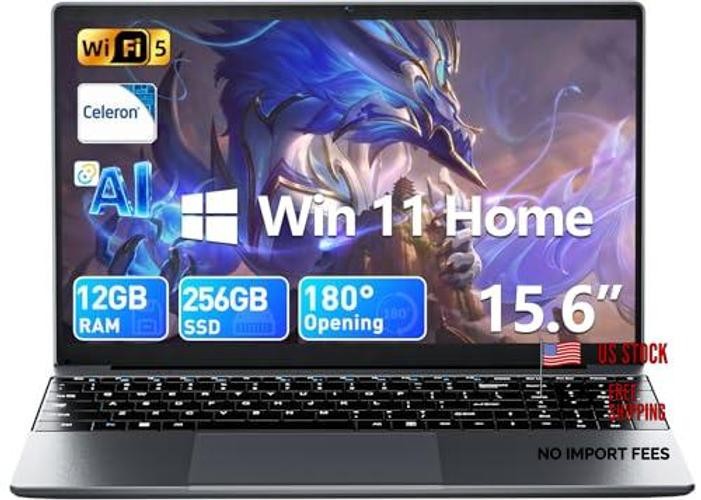 15.6 inch Laptop with Office 365, 12GB RAM 256GB SSD, Win 11 Laptops Gray