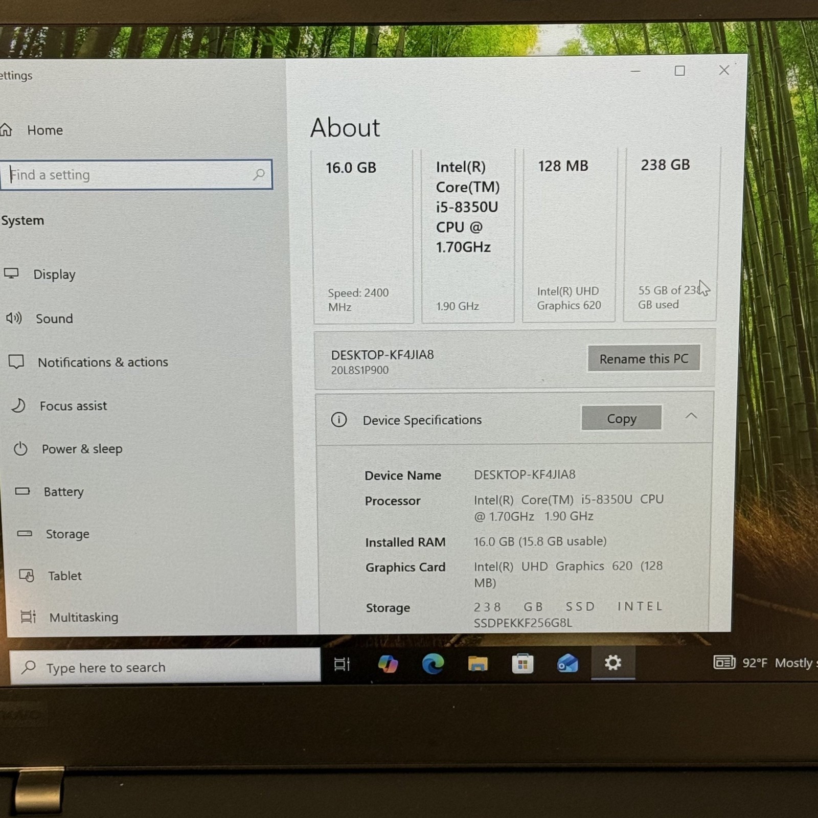 Lenovo ThinkPad T480S i5-8350U 16GB 256GB , with 45W A/C Adapter, with OS