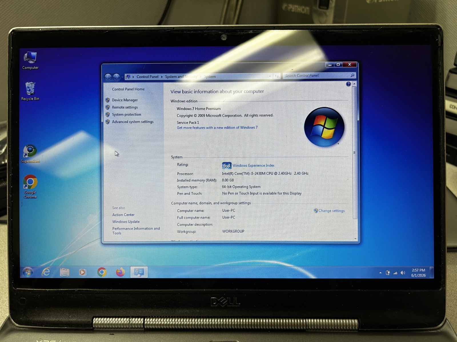 Dell XPS 14Z 14″ Intel Core i5-2430M 2.4ghz 8GB 120Gb SSD DVD WiFI BT win 7
