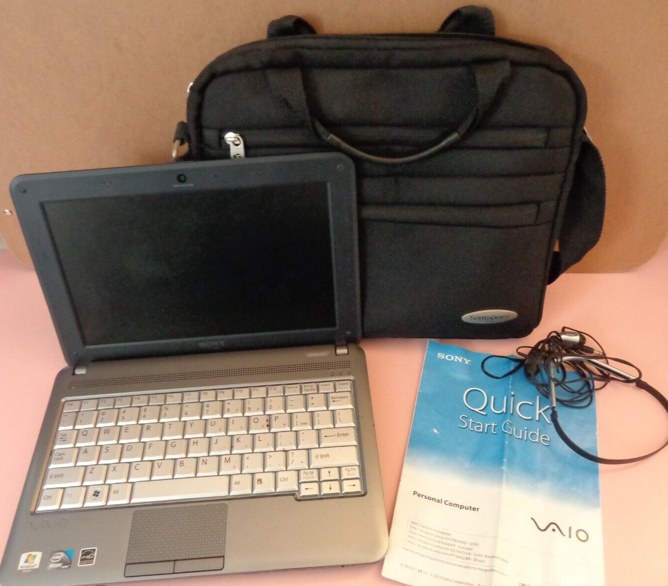 Blue Sony Vaio PCG-21313L/VPCM121 AX NetBook💗Case/Power Adaptor /Headphones-10″