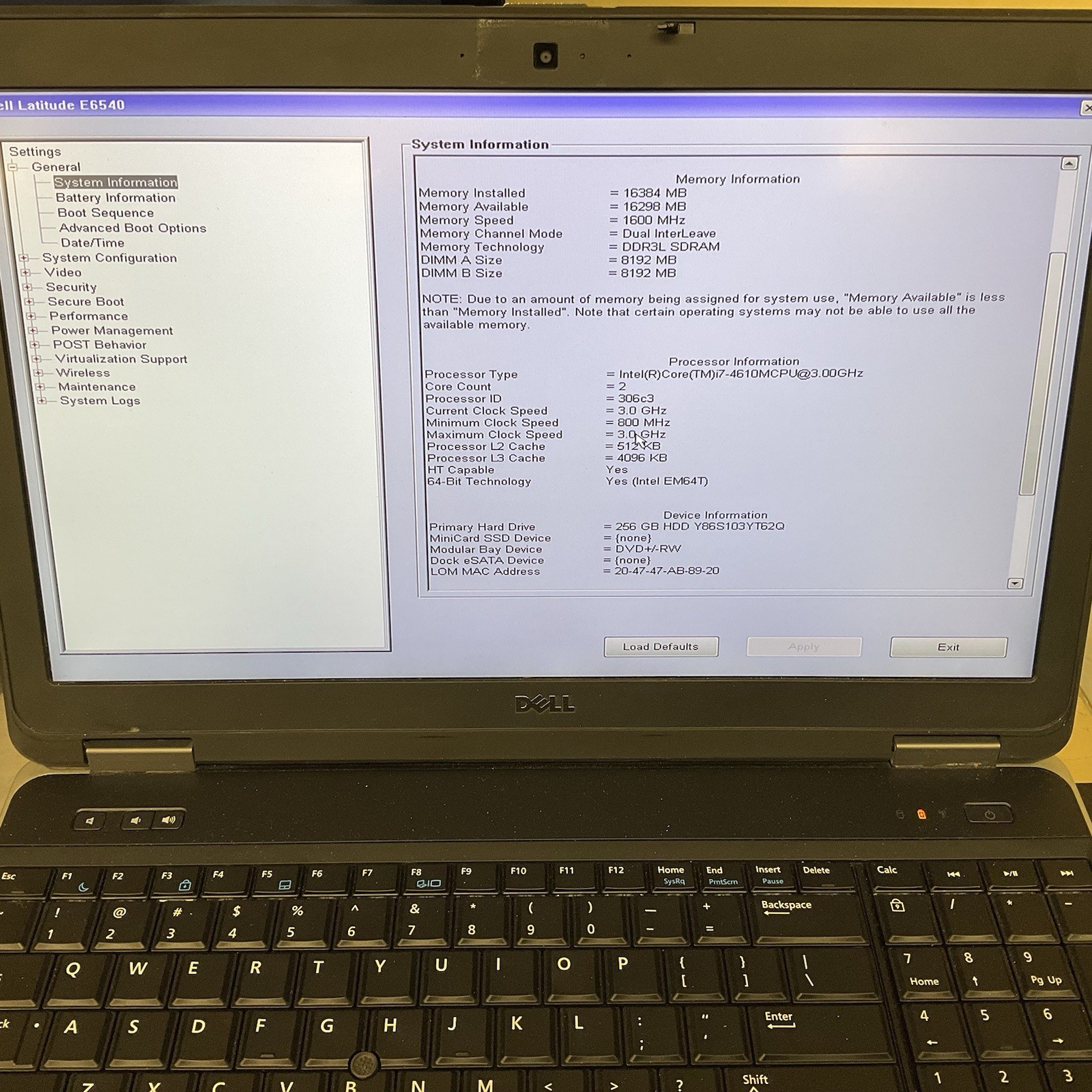 Dell Latitude E6540 Laptop 15.6″ i7-4610M 16GB RAM 256GB SSD Win 10 Pro