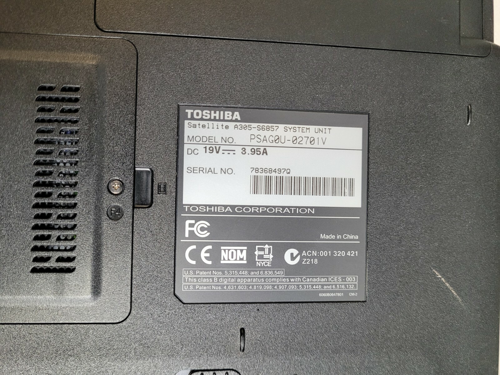 SET OF 6 TOSHIBA SATELLITES M30-S309 U400 A305-S6857 M115-S1064 M45 M205 NO HDD