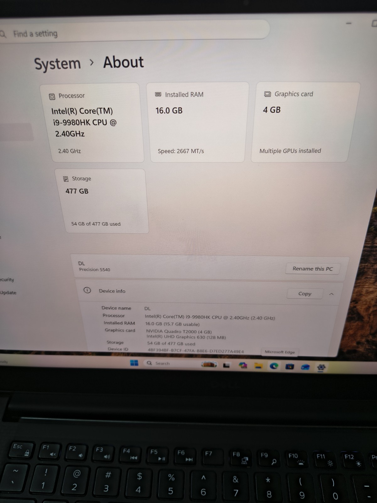 Dell Precision 5540 15.6″ Touchscreen i9-9980HK 16GB RAM 512GB SSD W11 PRO MINT