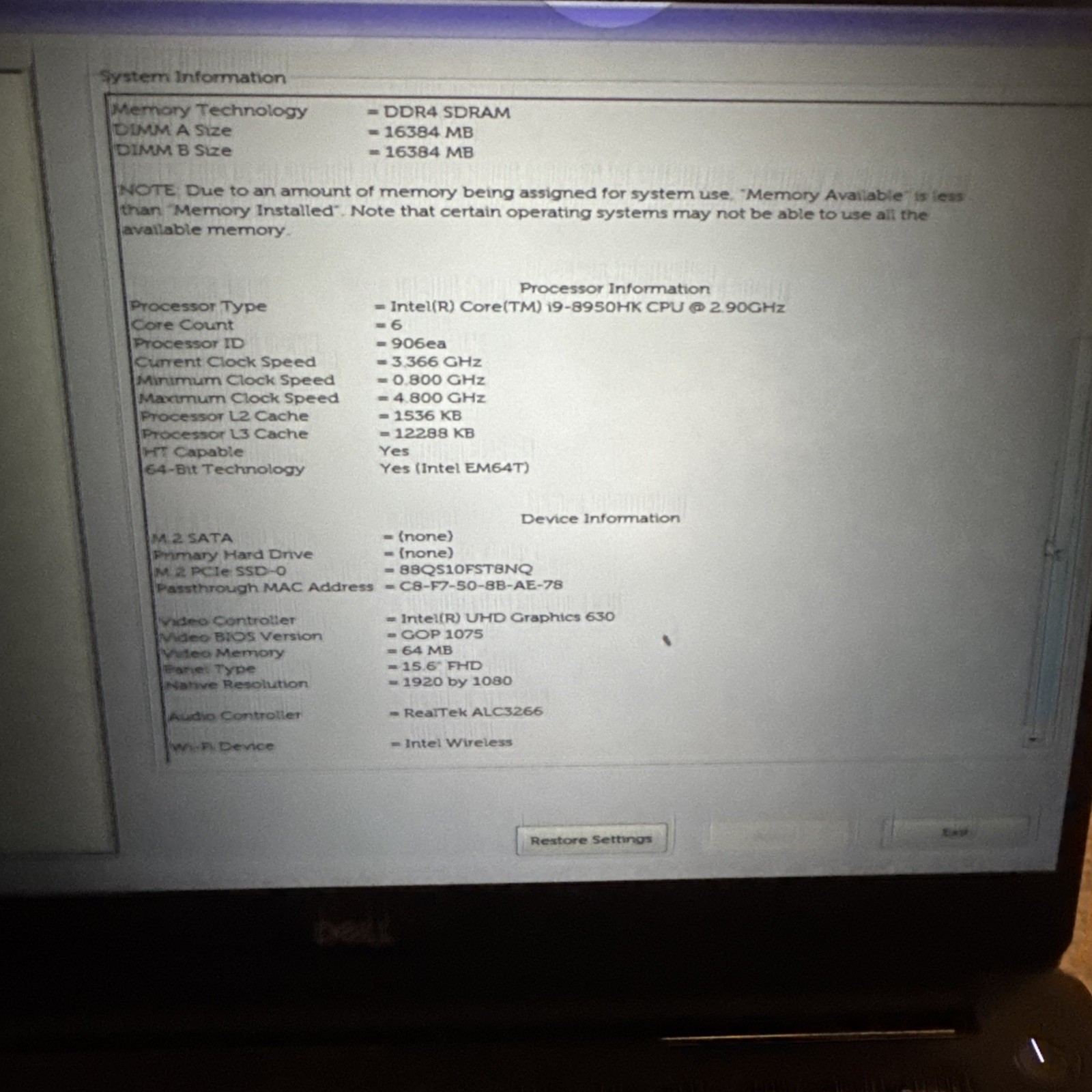 Dell Precision 5530 i9-8950HK 32GB RAM 1TB NVMe SSD FHD – READ DESCRIPTION