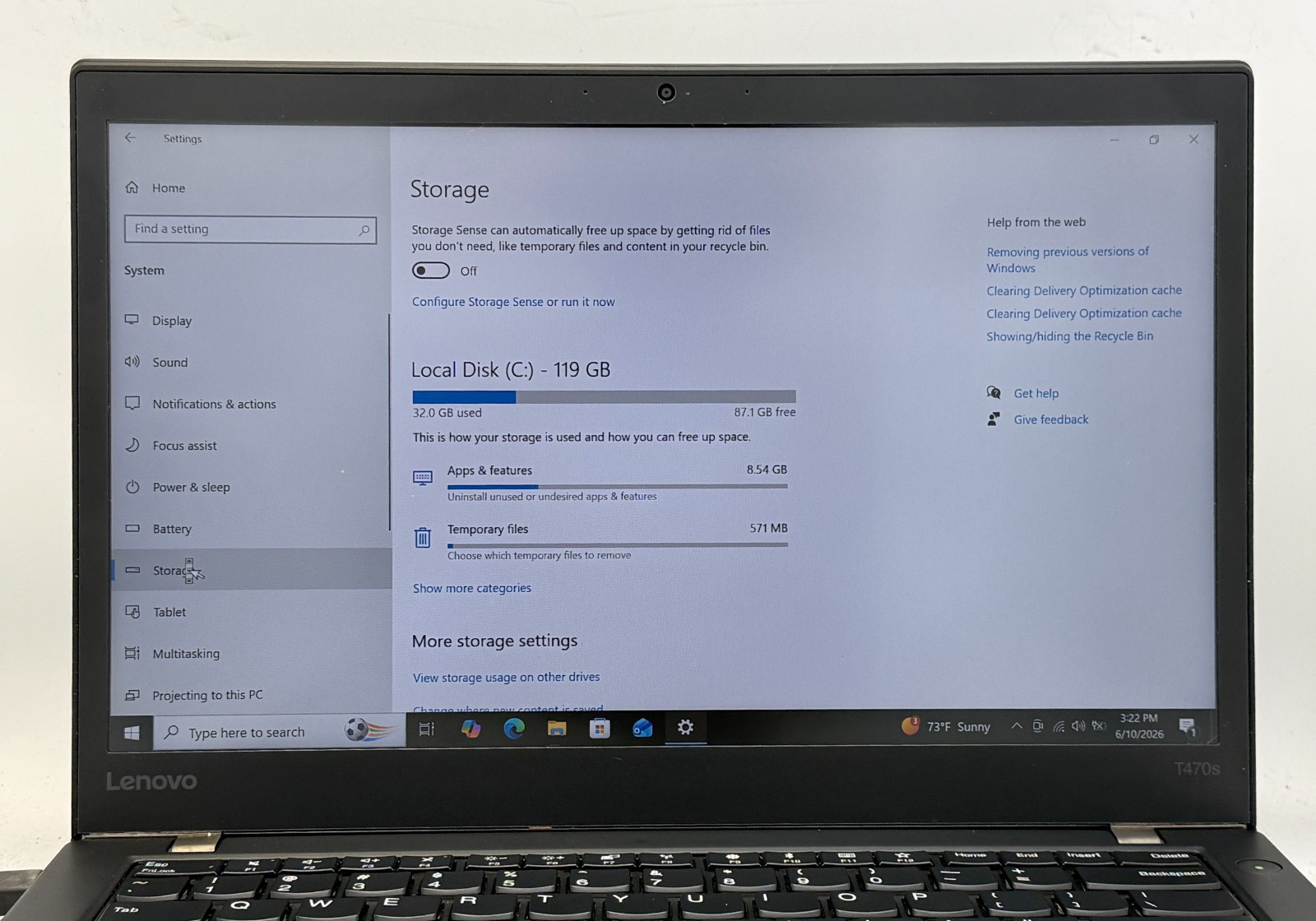 Lenovo Thinkpad T470s i5-6300u 2.4GHz 8GB RAM- NO SSD- NO BATTERY