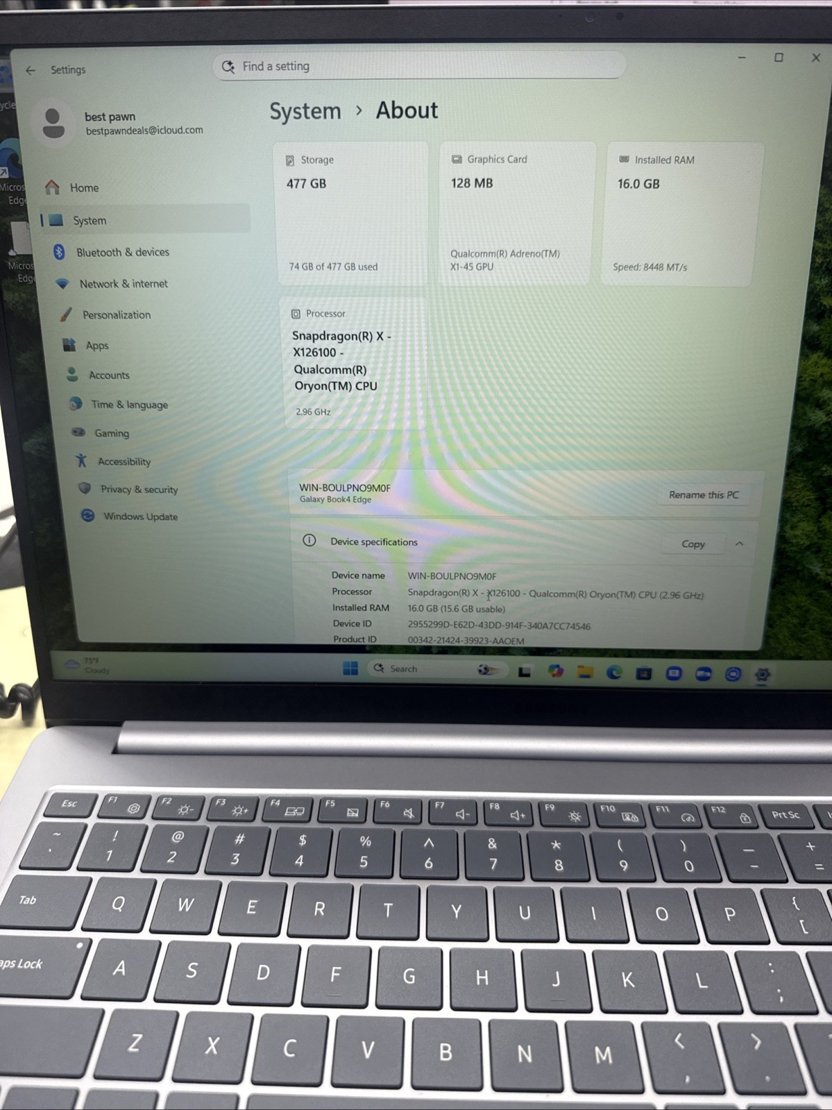 Samsung Galaxy Book4 Edge Snapdragon X 2.96GHz 16GB 512GB 15.6″ NP750XQB