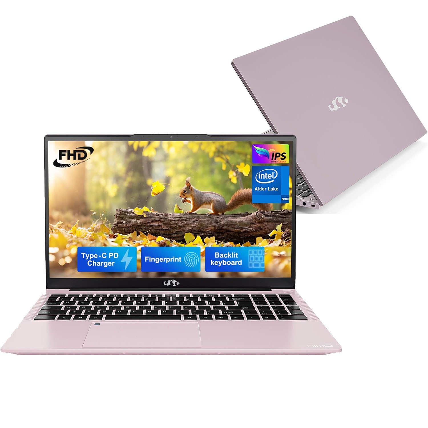 NIMO 15.6″ Laptop 8GB RAM 512GB Intel Pentium Quad-Core N100 Fingerprint, Win 11