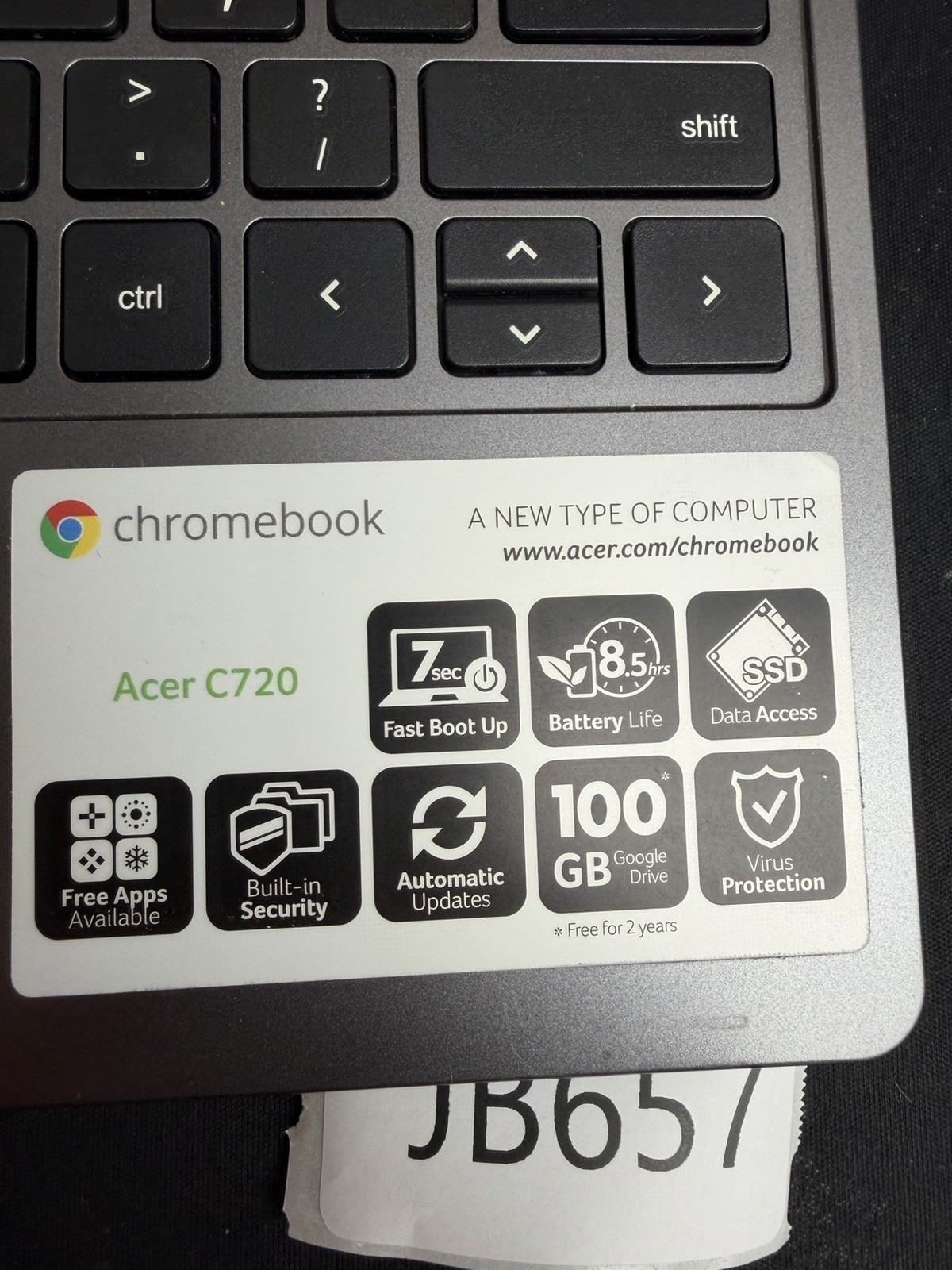Acer Chromebook C720-2802 ZHN 1.4GHz 16GB SSD Working JB657
