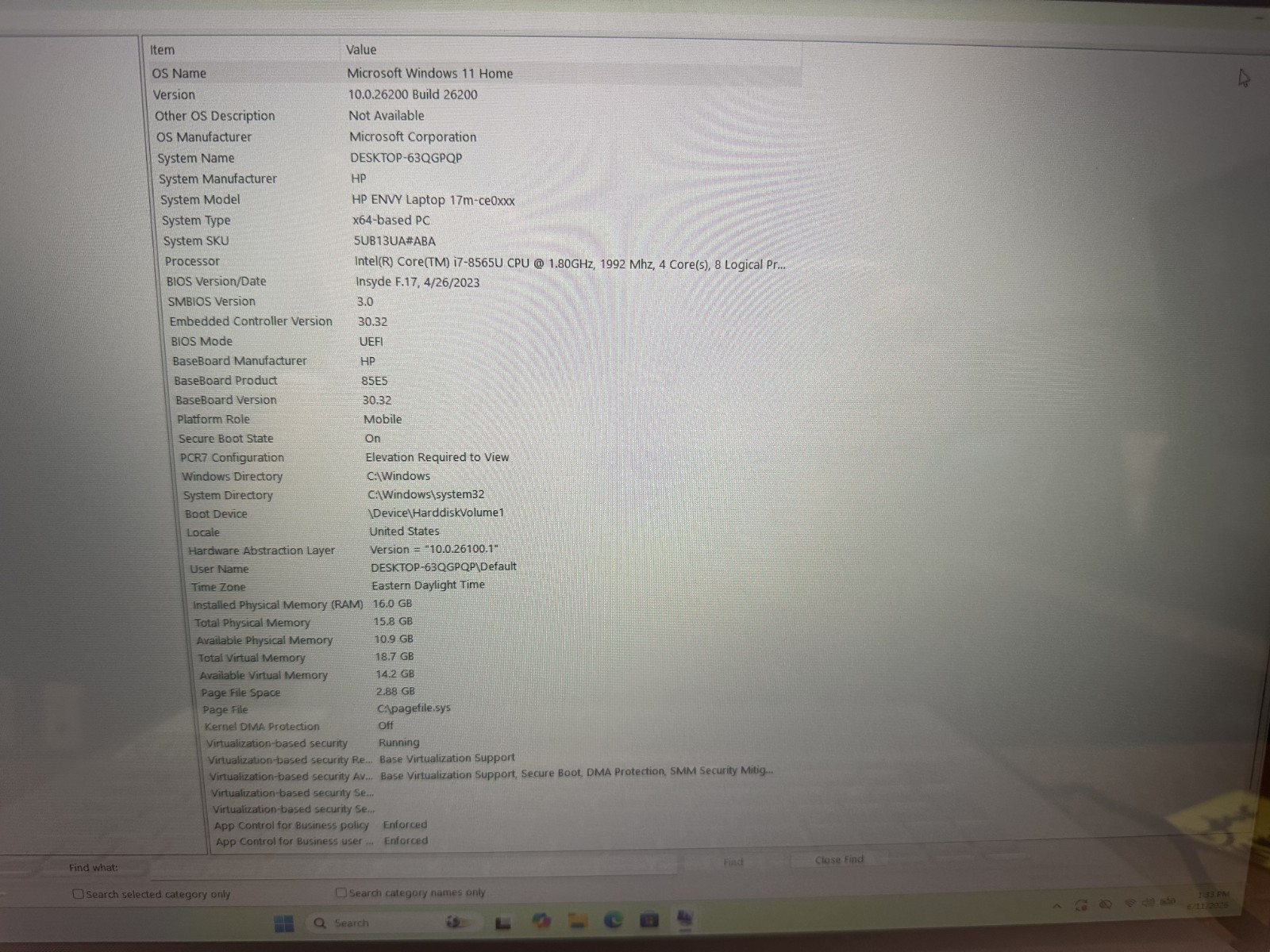 HP Envy 17.3″ Intel Core i7 8565u 1.80 GHz 16GB RAM 512GB SSD
