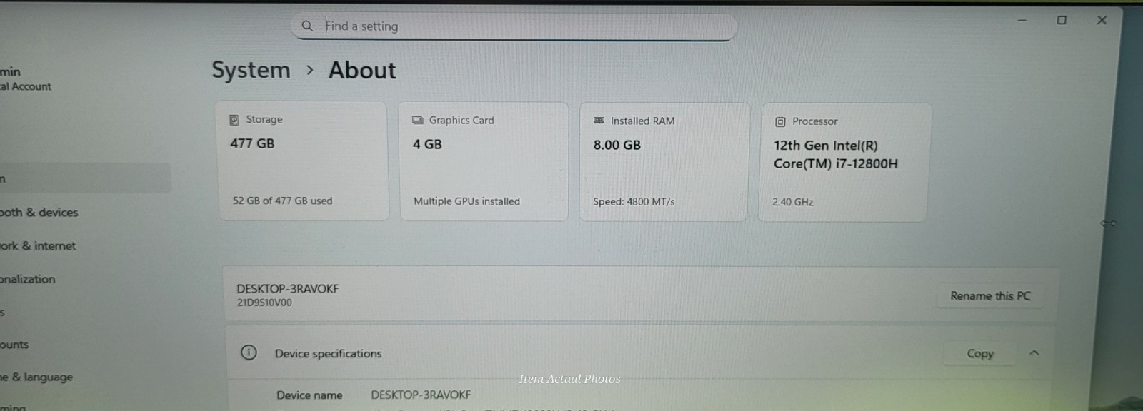 Lenovo ThinkPad P15v Gen 3 | i7-12800H | 8GB | 512GB SSD | RTX A2000 | window 11