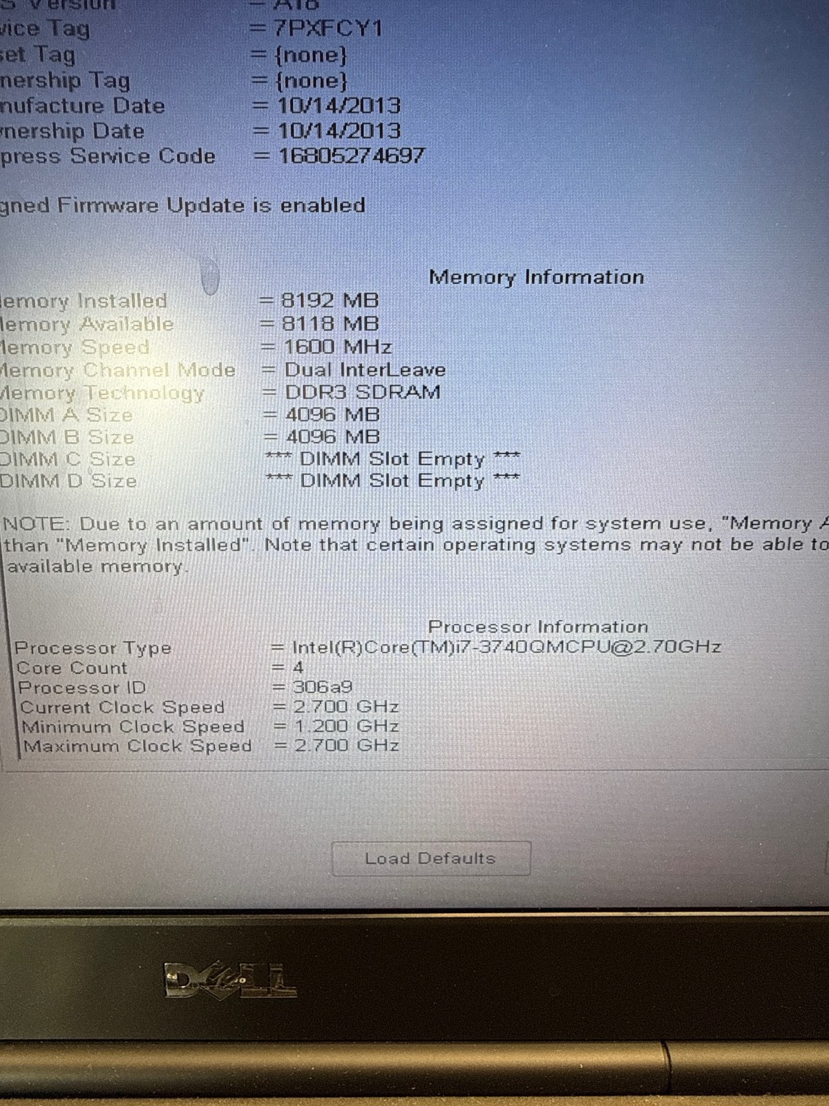 Dell Precision M4700 i7-3740QM 2.7GHz 8 GB No Drive 15.6″ FOR PARTS/REPAIR