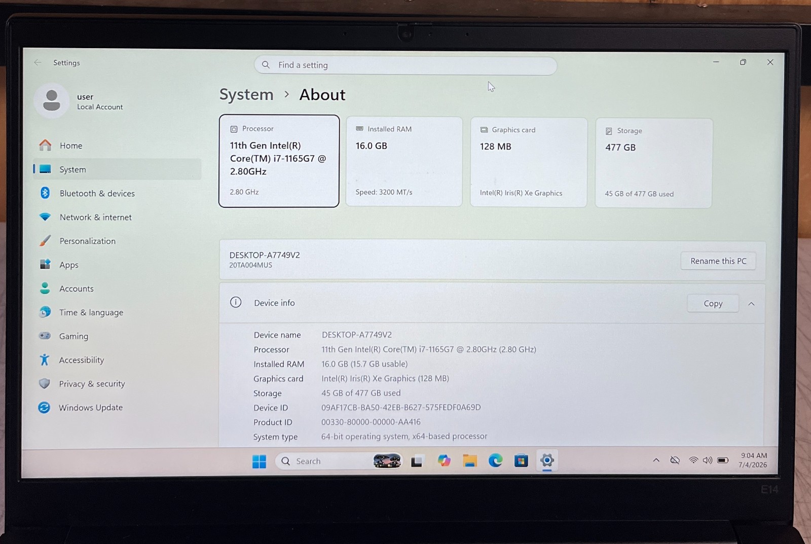 Lenovo ThinkPad E14 TOUCH Core i7-1165G7 16GB RAM 512GB NVMe SSD WIN 11