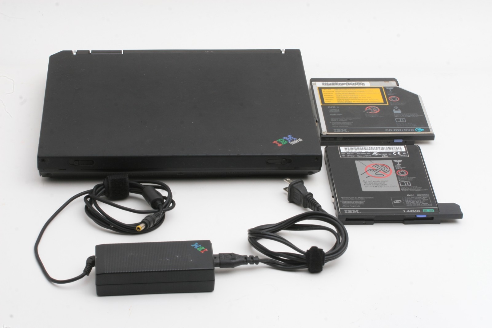 IBM T30 Windows XP Laptop with Charger, Floppy Disk Drive, DC/DVD Drive
