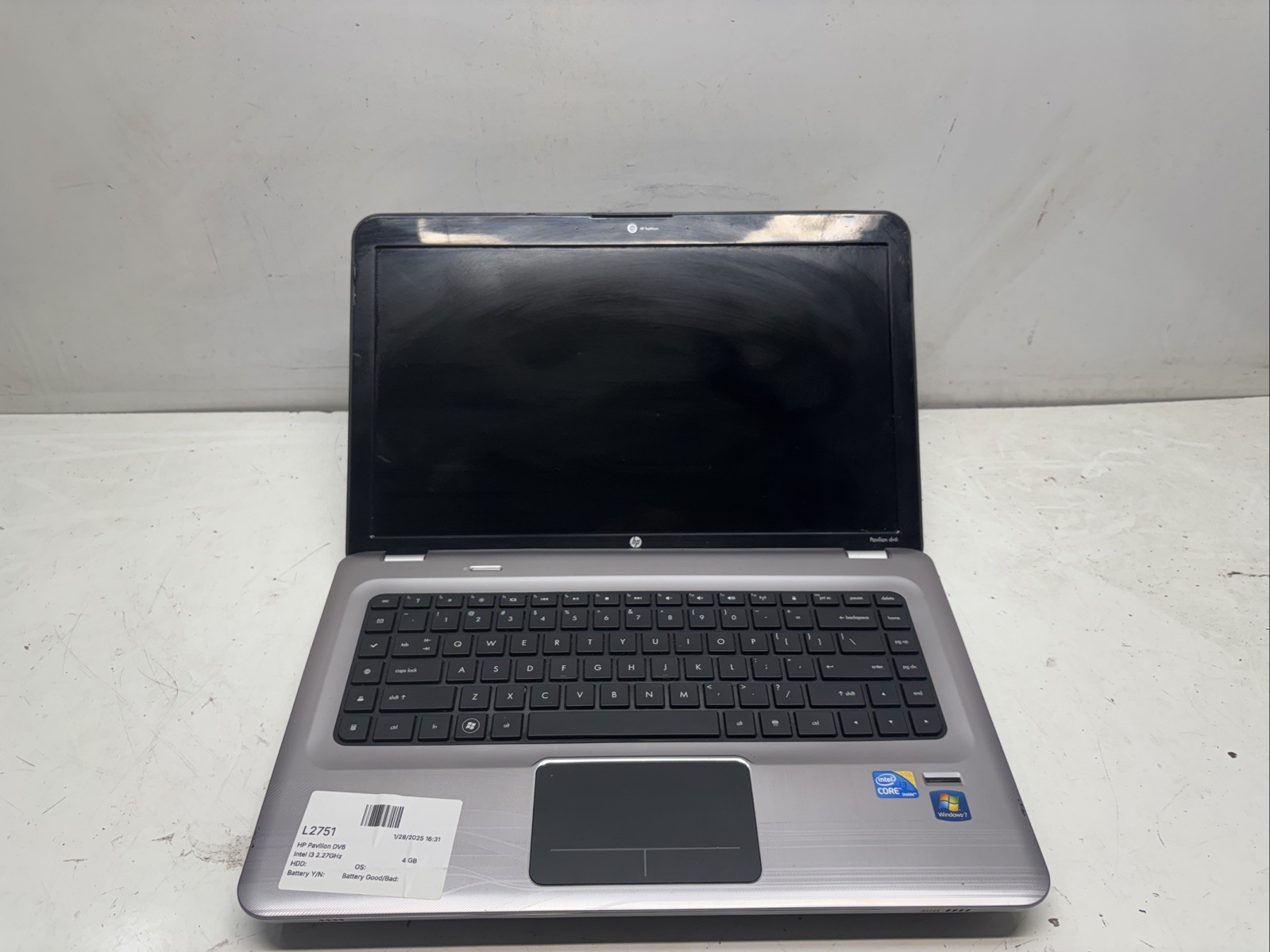 HP Pavilion DV6 dv6-3225dx Intel Core i3 1st Gen 4GB Ram No HDD/Battery