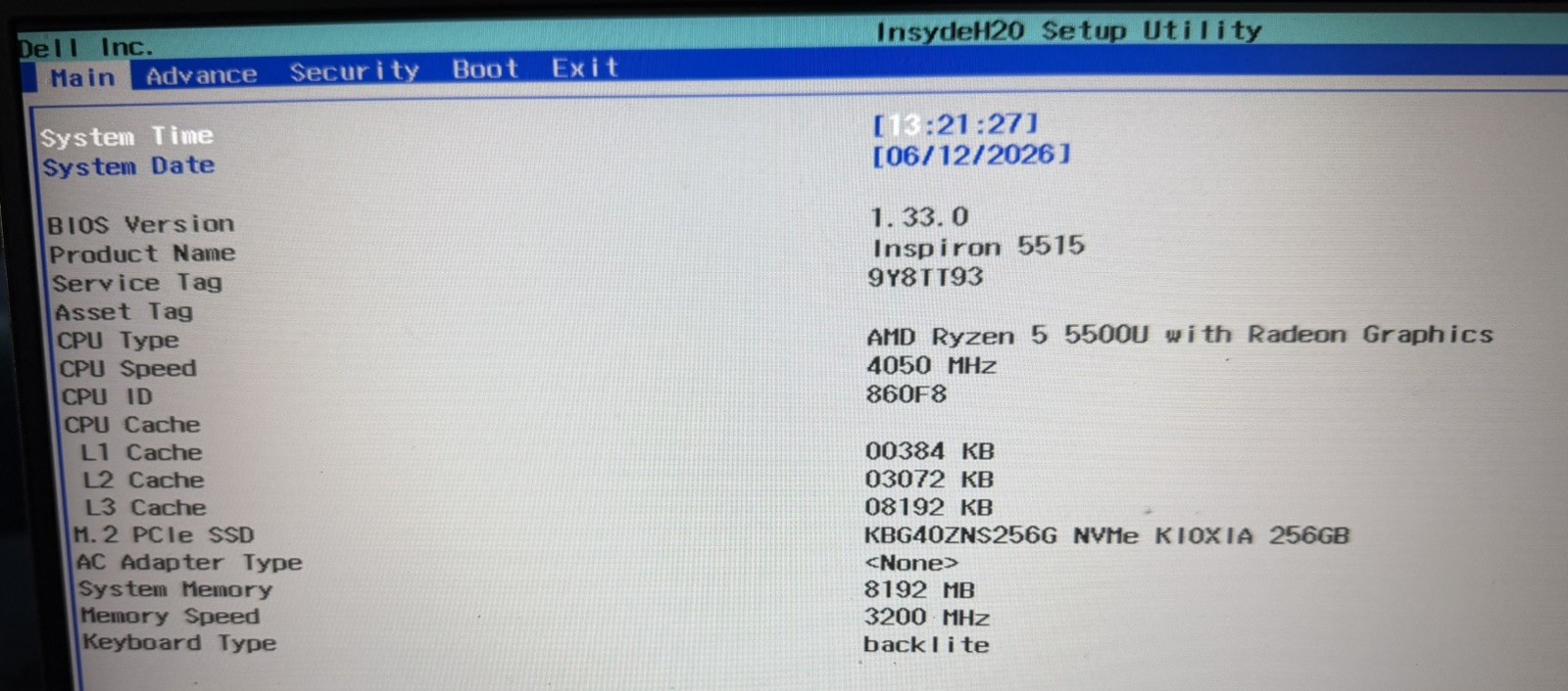 Dell Inspiron 5515 15.6″ Touch Laptop AMD Ryzen 5 5500U 8GB RAM 256GB NVMe SSD