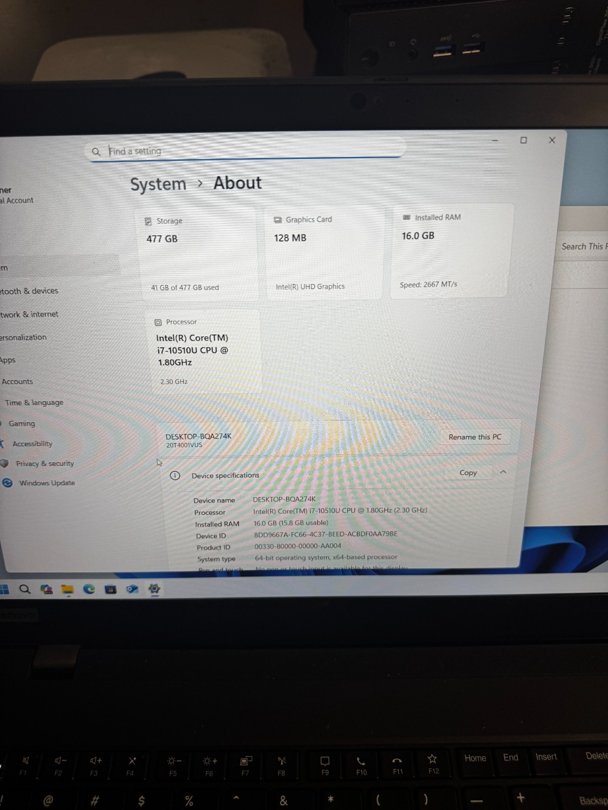 Lenovo ThinkPad P15s Gen 1 Core I7-10510 500GB SSD 16GB RAM *READ #5876