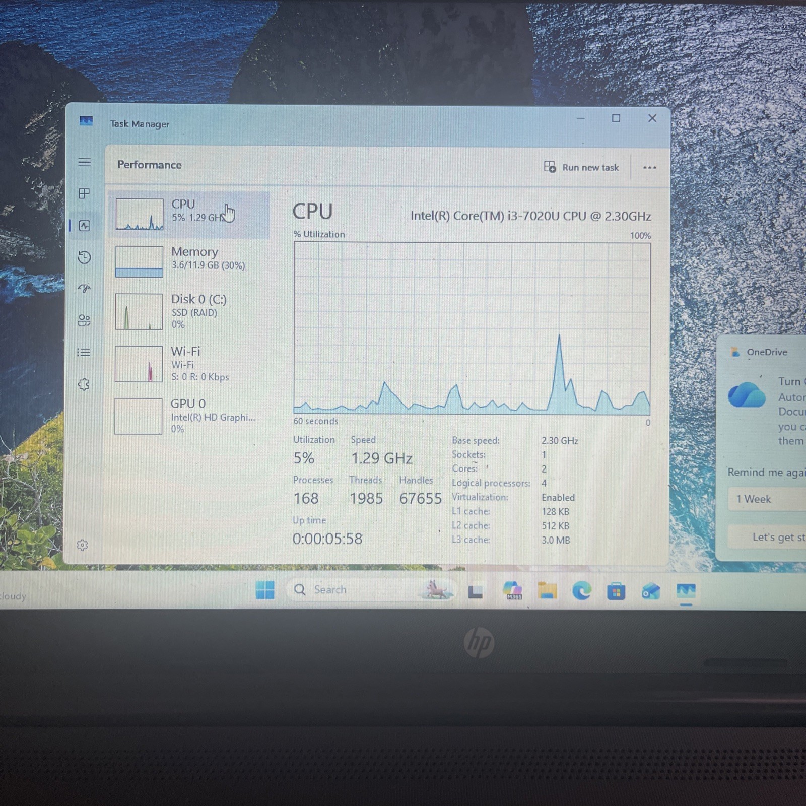 HP 250 G7 15.6″ i3-7020U 12GB RAM 240GB SSD Win11 Pro w/ Charger Fresh OS