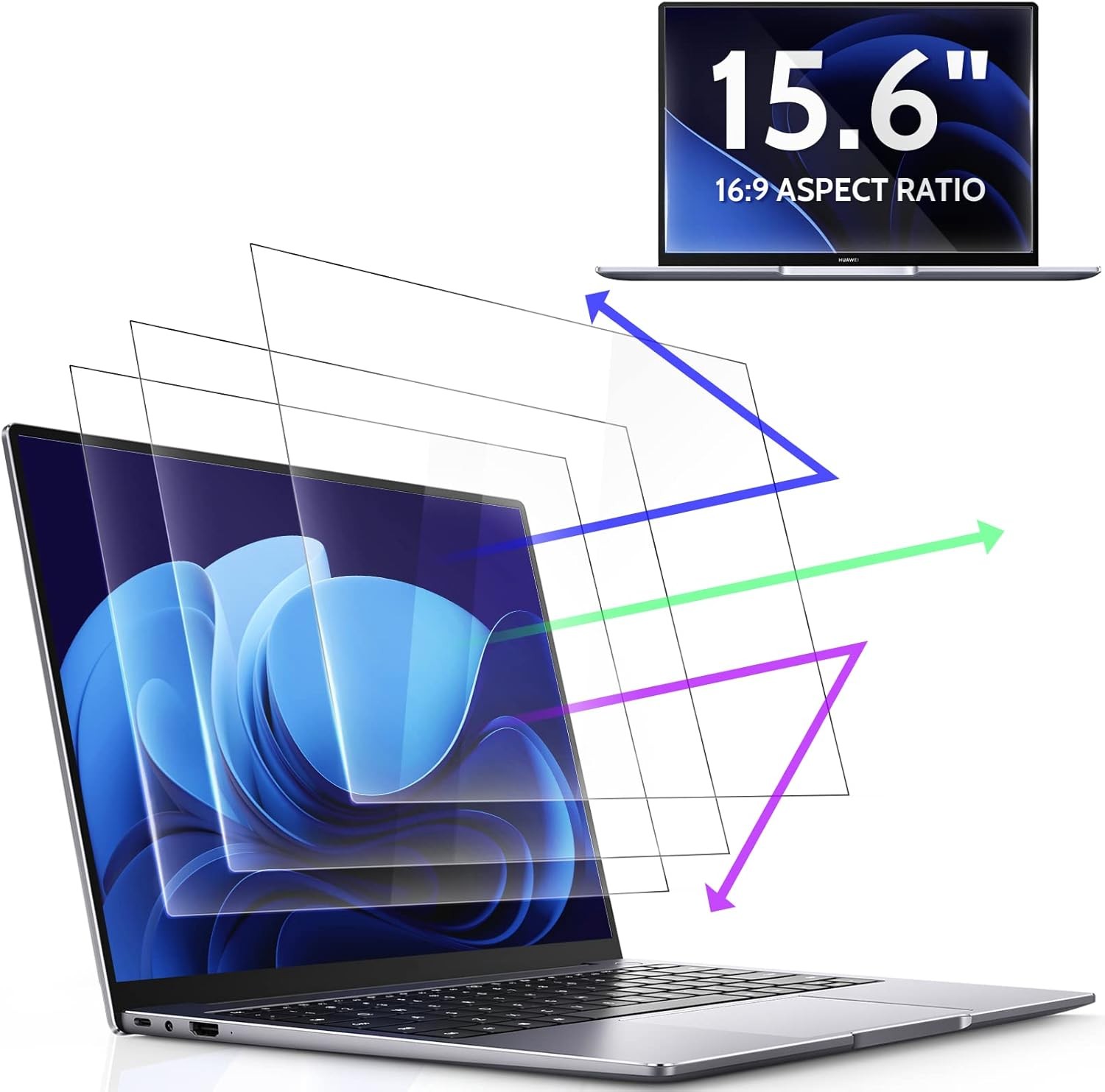 15.6 Inch Anti-Blue Light Screen Protector for Lenovo, HP, Dell, Acer Laptops