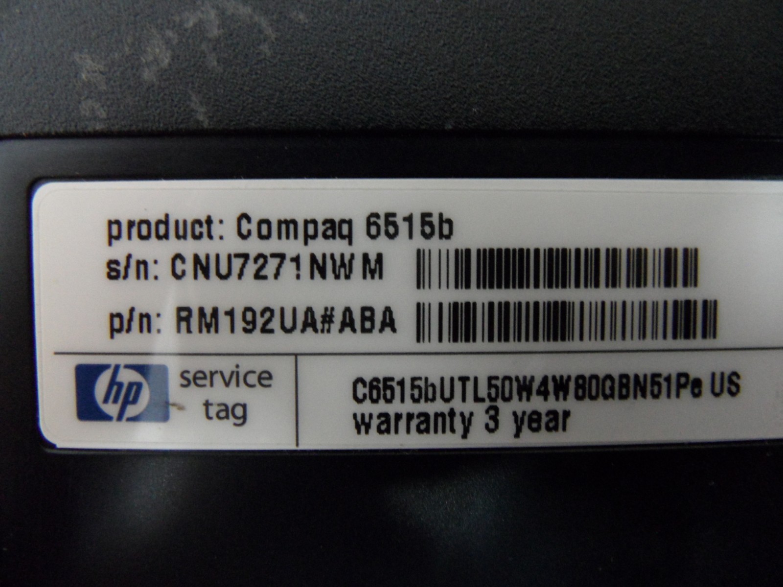 Compaq 6515b Laptop 4 Parts Booted Windows 80 GB Hard Drive Wiped *
