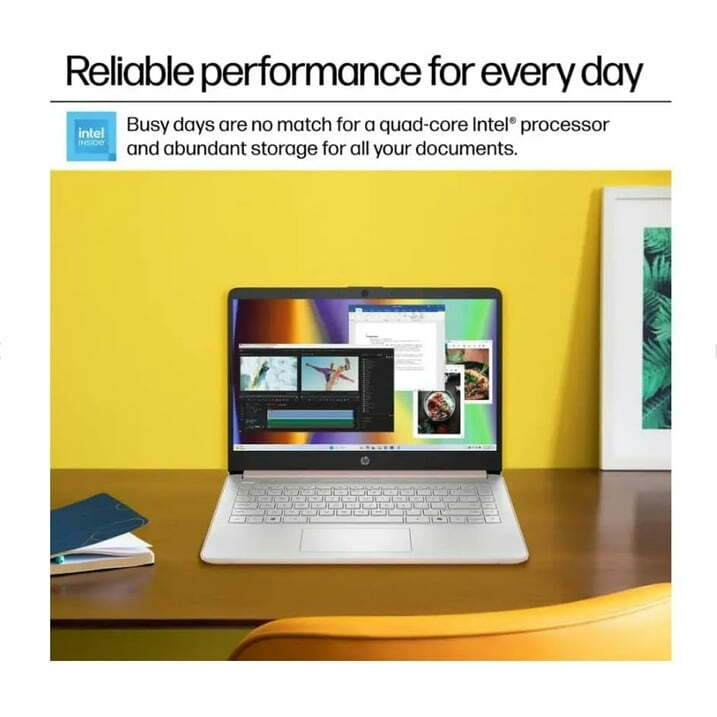 HP 14″ Laptop , Intel Processor N150, 4GB RAM 128GB UFS Storage,Windows 11 GOLD