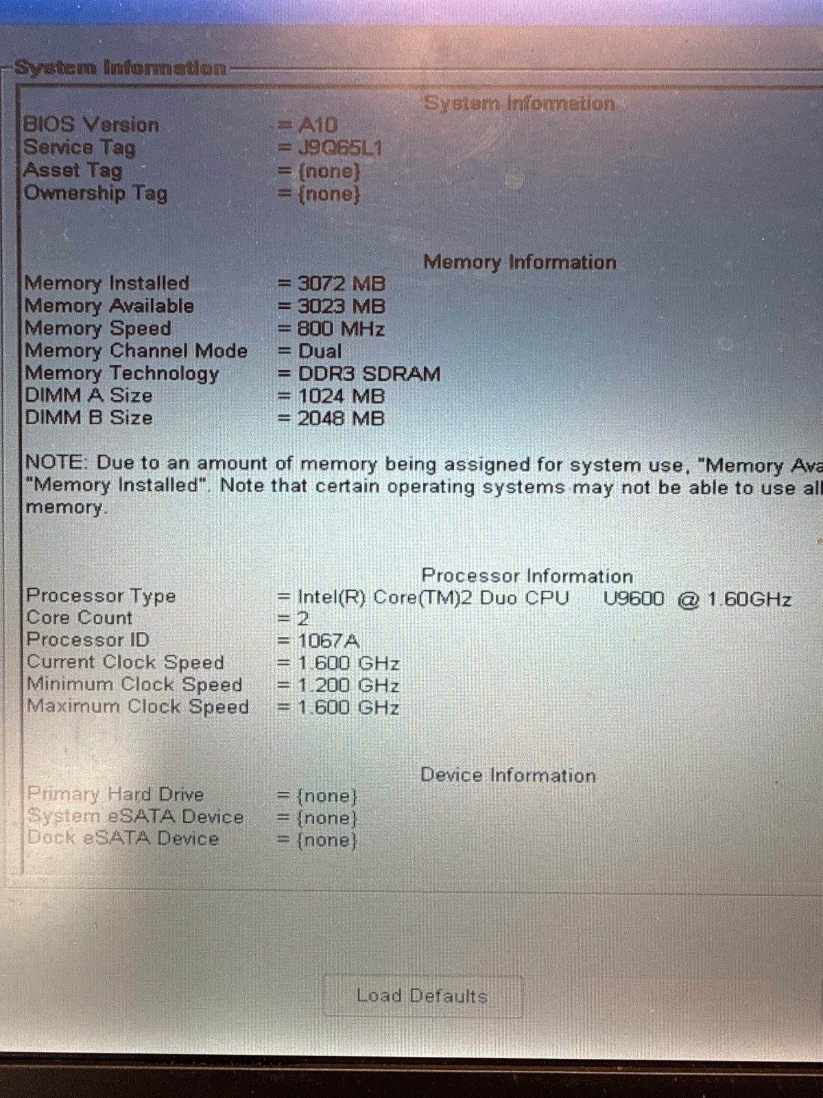 Dell Latitude E4200 Core 2 Duo U9600 1.6GHz 3GB No Drive 12.1″ 1280×800