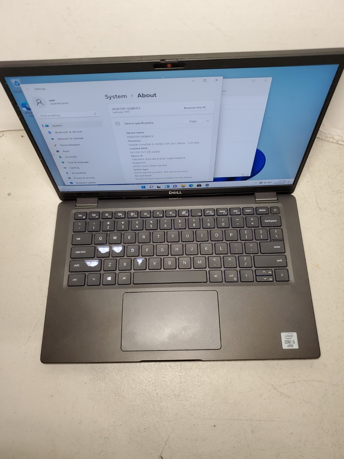 Dell Latitude 7410 14″ Laptop i5-10310U 1.7GHz 16GB RAM 128GB SSD Win11 #69