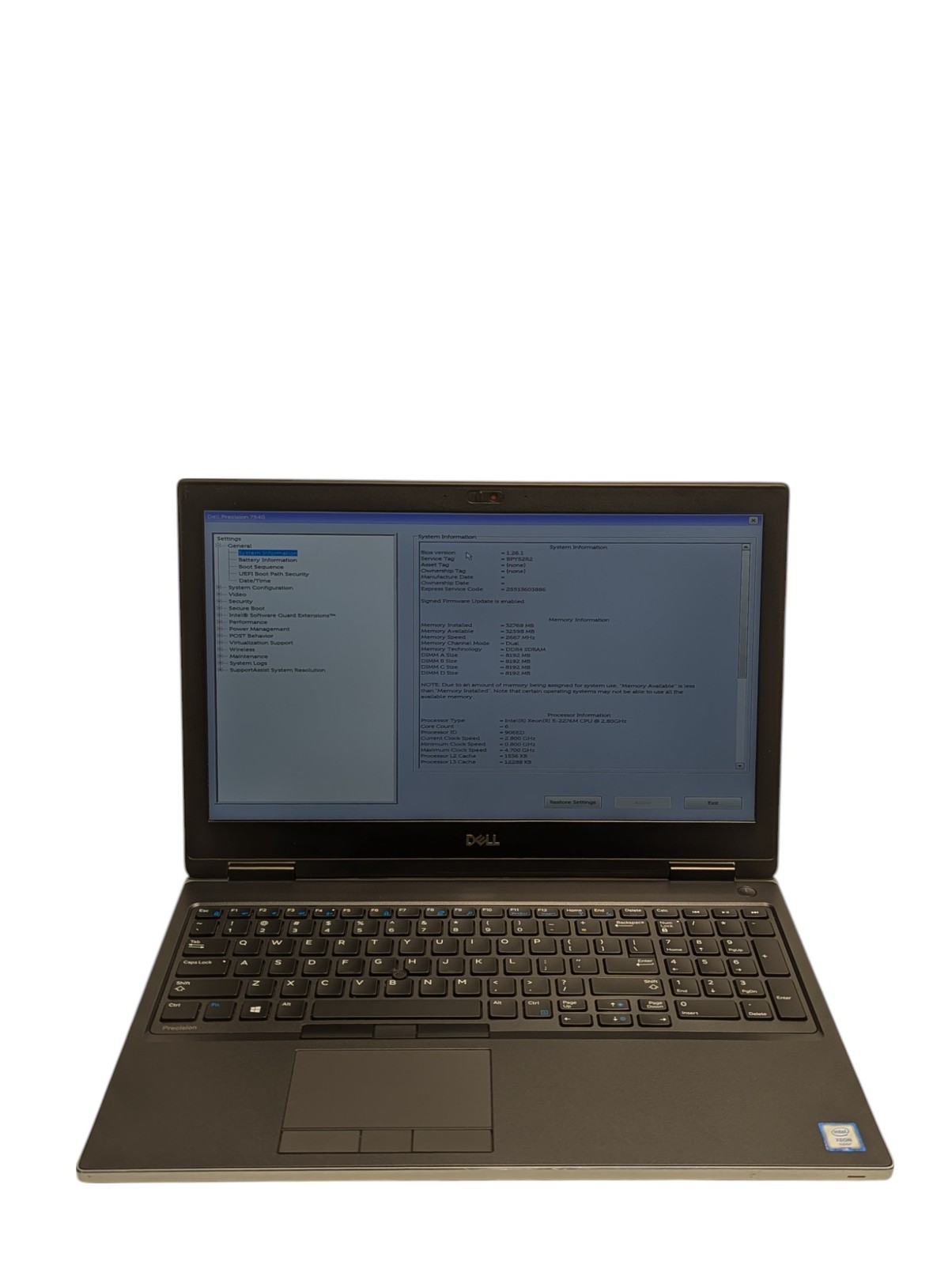 Dell Precision 7540 XEON E-2276M 2.8Ghz 32GB Ram 512GB SSD Grade D
