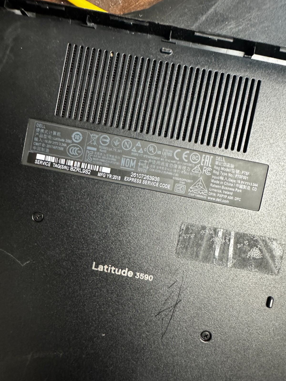 Dell Latitude 3590 Laptop For Parts/Repair #6258