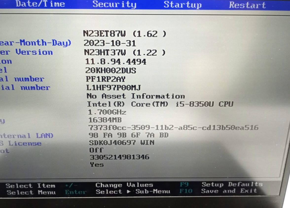 Lenovo ThinkPad X1 Carbon 6th Gen i5-8350U@1.70GHz 16GB 256GB NVMe Win11P MC676!