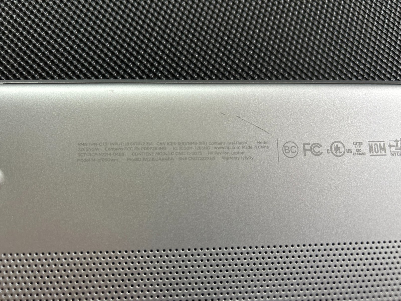 HP Pavilion Laptop – Model 14 bf050wm – No SSD – Cord Included