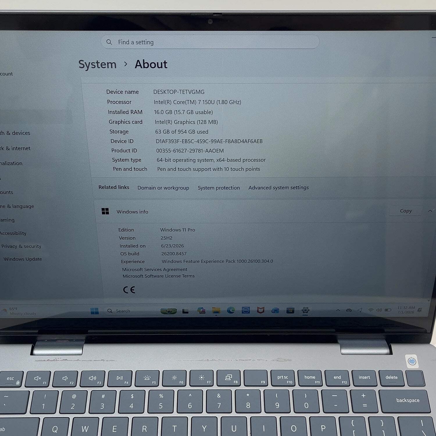 Dell Inspiron 14″ Core 7 150U 1.8GHz 16GB RAM 1TB SSD