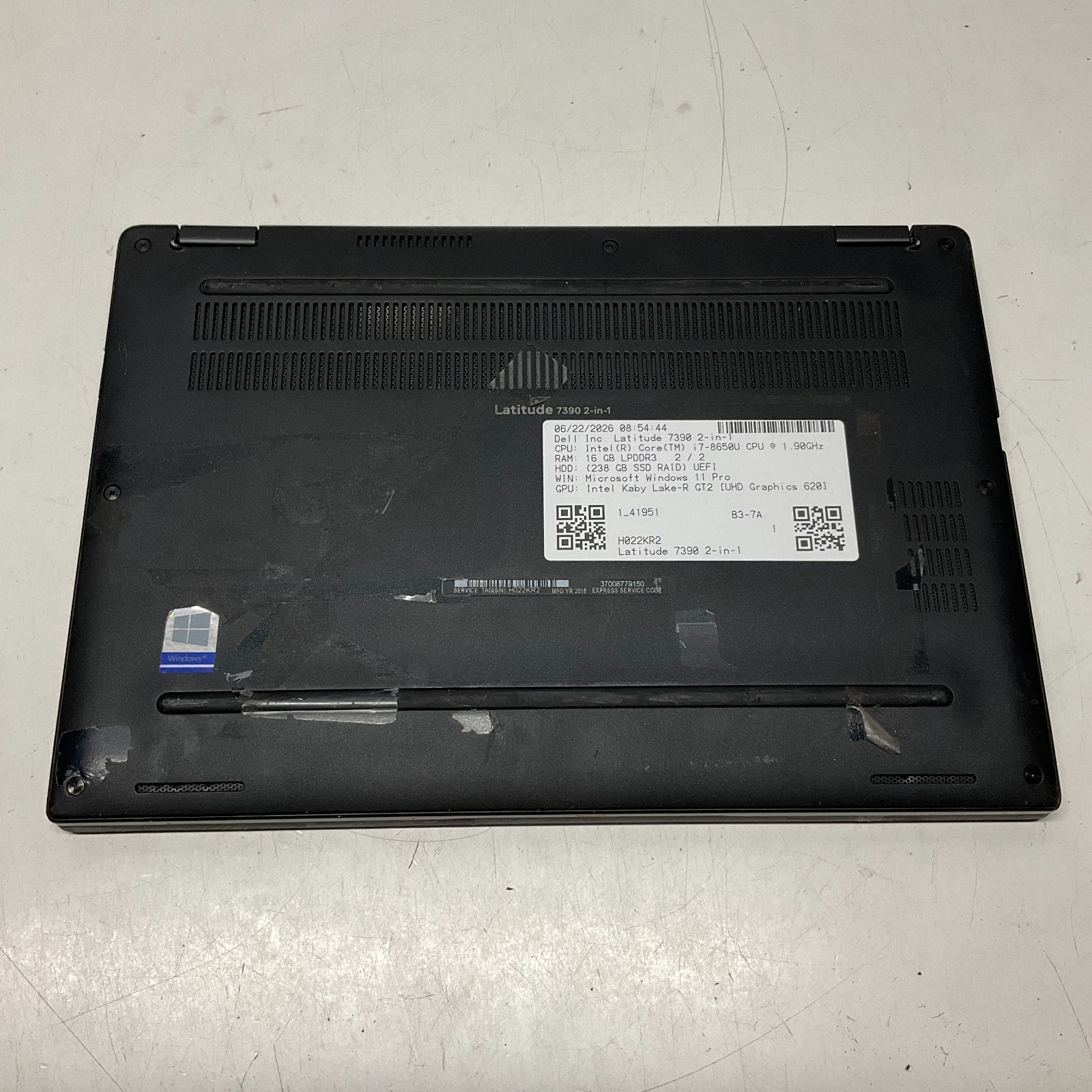 Dell Latitude 7390 2-in-1 Core i7-8650U 1.90GHz 16GB 256GB SSD Win 11 Pro Laptop
