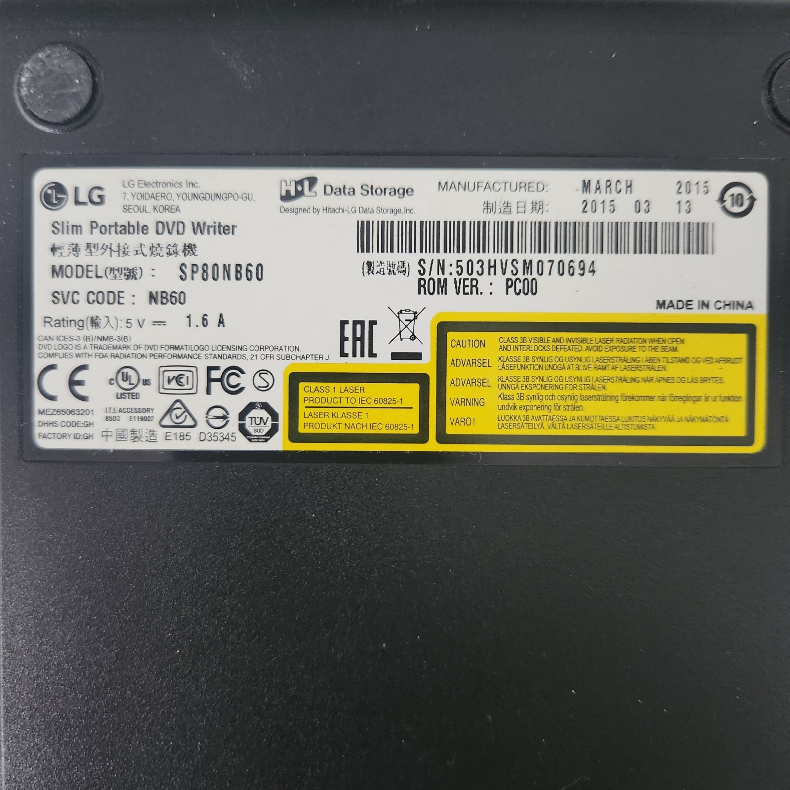 Samsung 700t Notebook MOD. XE700T1A, Slate Docks, LG DVD writer