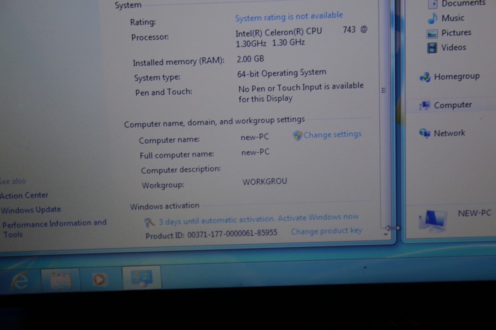 Dell Inspiron 11z PO3T Celeron 1.3ghz 2gb Ram Win 7 Home Premium WORKS!
