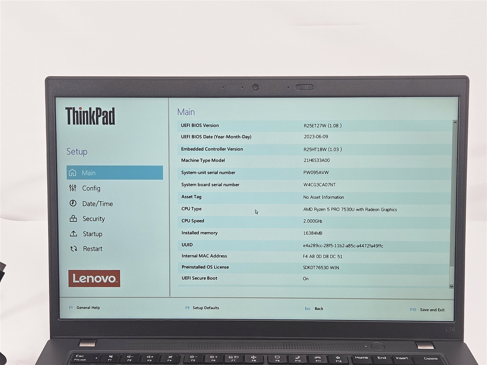 Lenovo ThinkPad L14 Gen 4 256GB SSD 16GB Ryzen 5 PRO 7530U 14″ AMD Radeon No OS