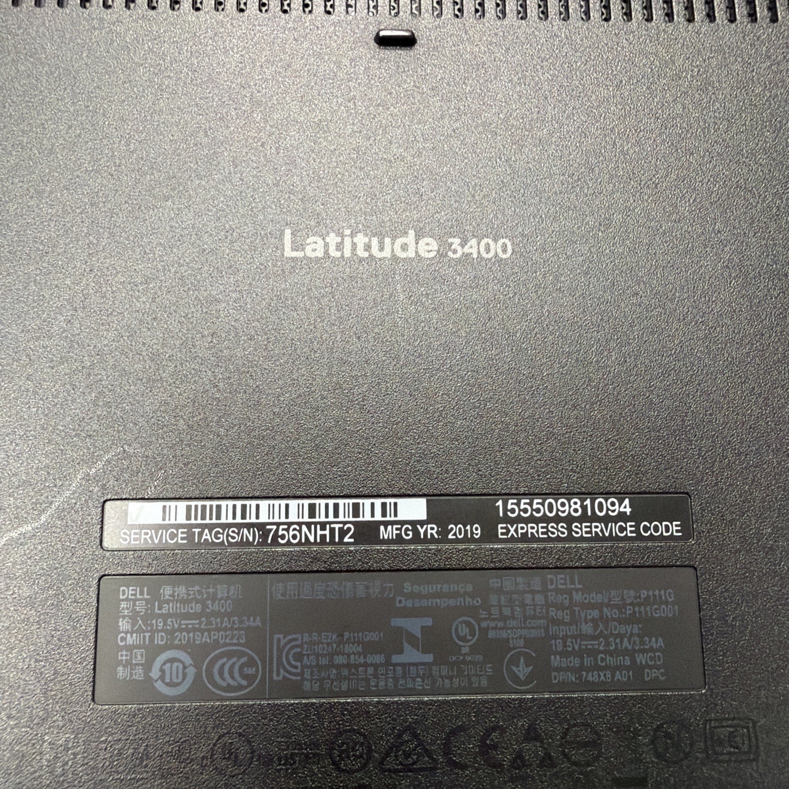 *PARTS DELL LATITUDE 3400 14” Intel Core i5-8265U 1.60GHz 8GB RAM No HDD