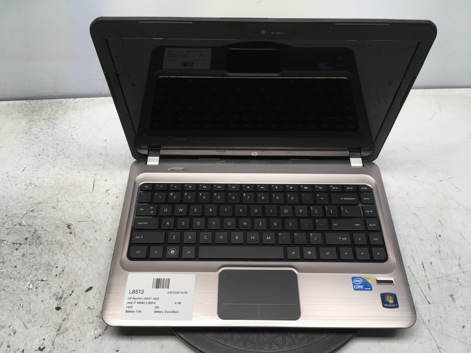 HP Pavilion DM4T-1200 Intel i7-M640 2.8GHz 8 GB NO HDD