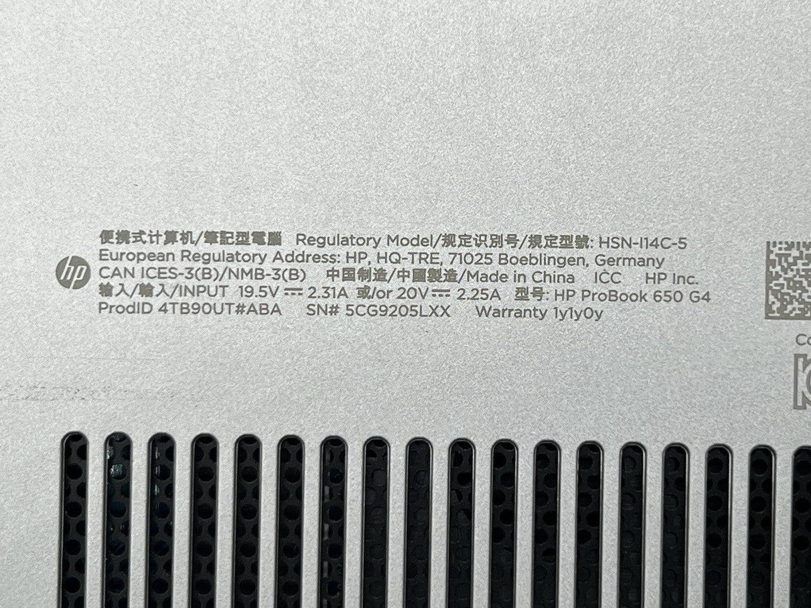 HP ProBook 650 G4, i5-8250U CPU, @ 1.60GHz, 8GB RAM-No HDD/OS/Charger