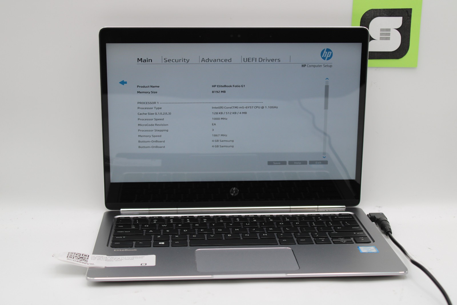 HP EliteBook Folio G1 Touch m5-6Y54 @ 1.1 GHz 8GB RAM No SSD No OS