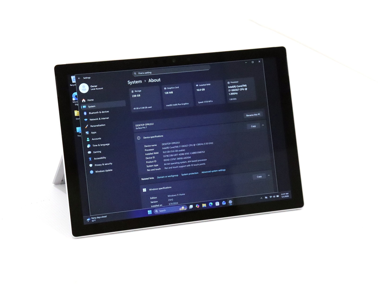 Microsoft Surface Pro 7 3K 12.3″ (1866) Core i7-1065G7 16GB 256GB NVMe W11H