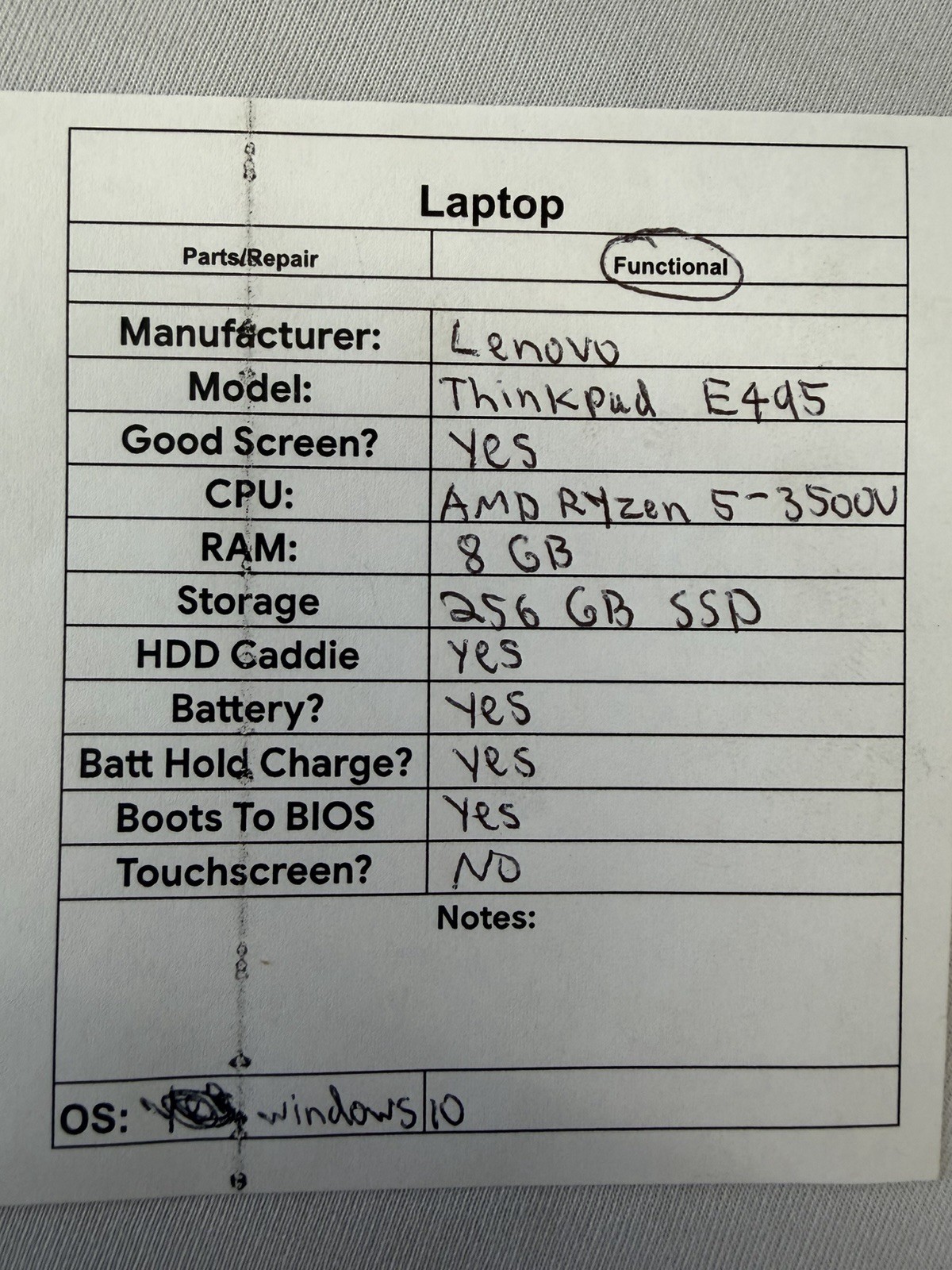 Lenovo Thinkpad E495 Laptop – Good Screen – AMD Ryzen 5-3500U – Read Des