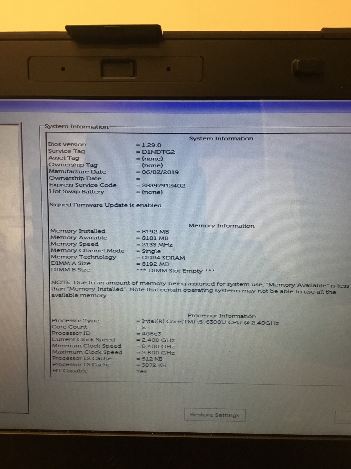 Dell Latitude 5414 Laptop i5-6300U 2.4GH w/ 8GB Ram, 14″ AC WCAM Backlit, No HD