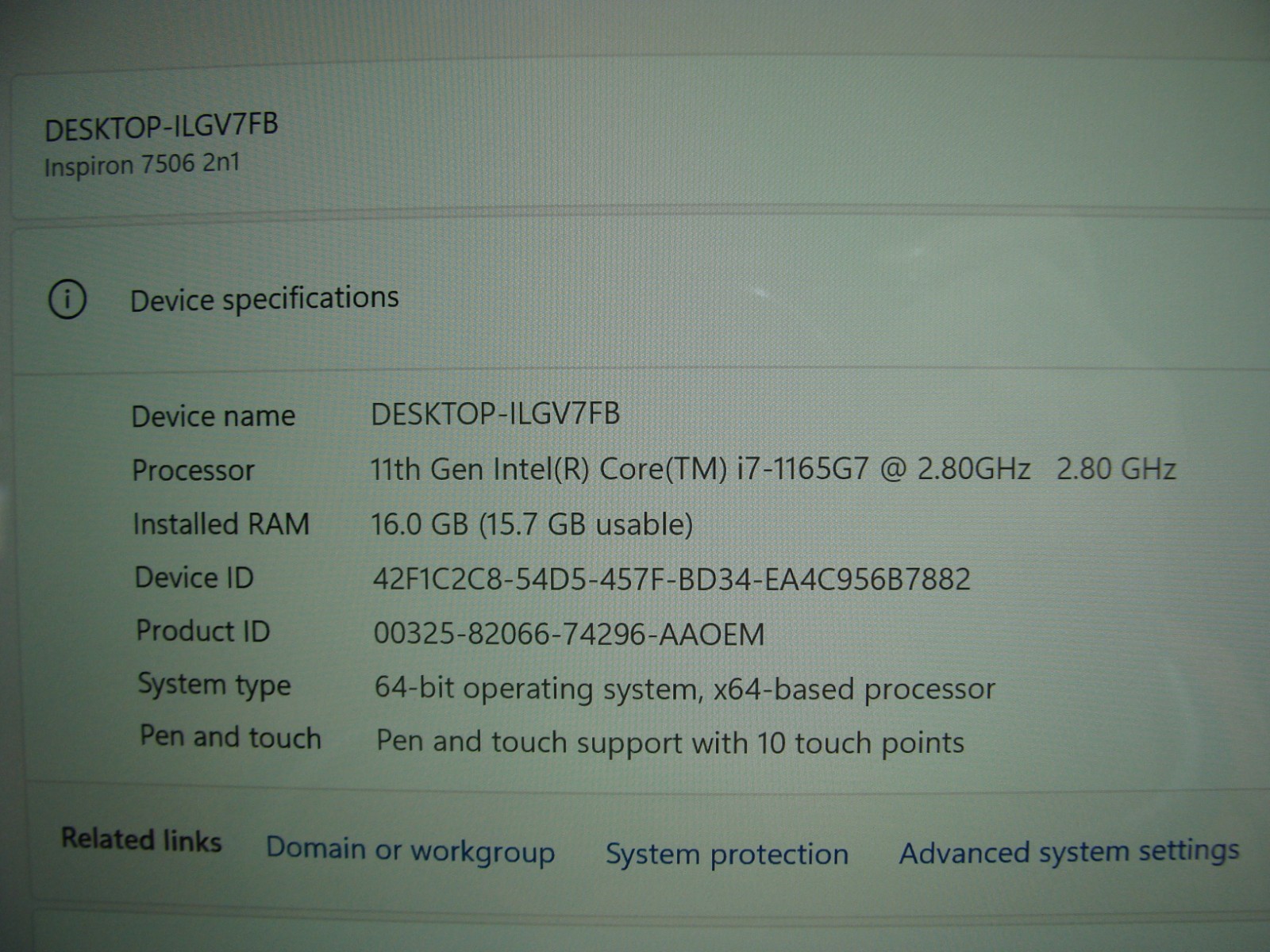 Dell Inspiron 7506 15.6″ UHD 4K TOUCH i7-1165G7 2.8GHz 16GB 1TB Xe MAX +PA & PEN
