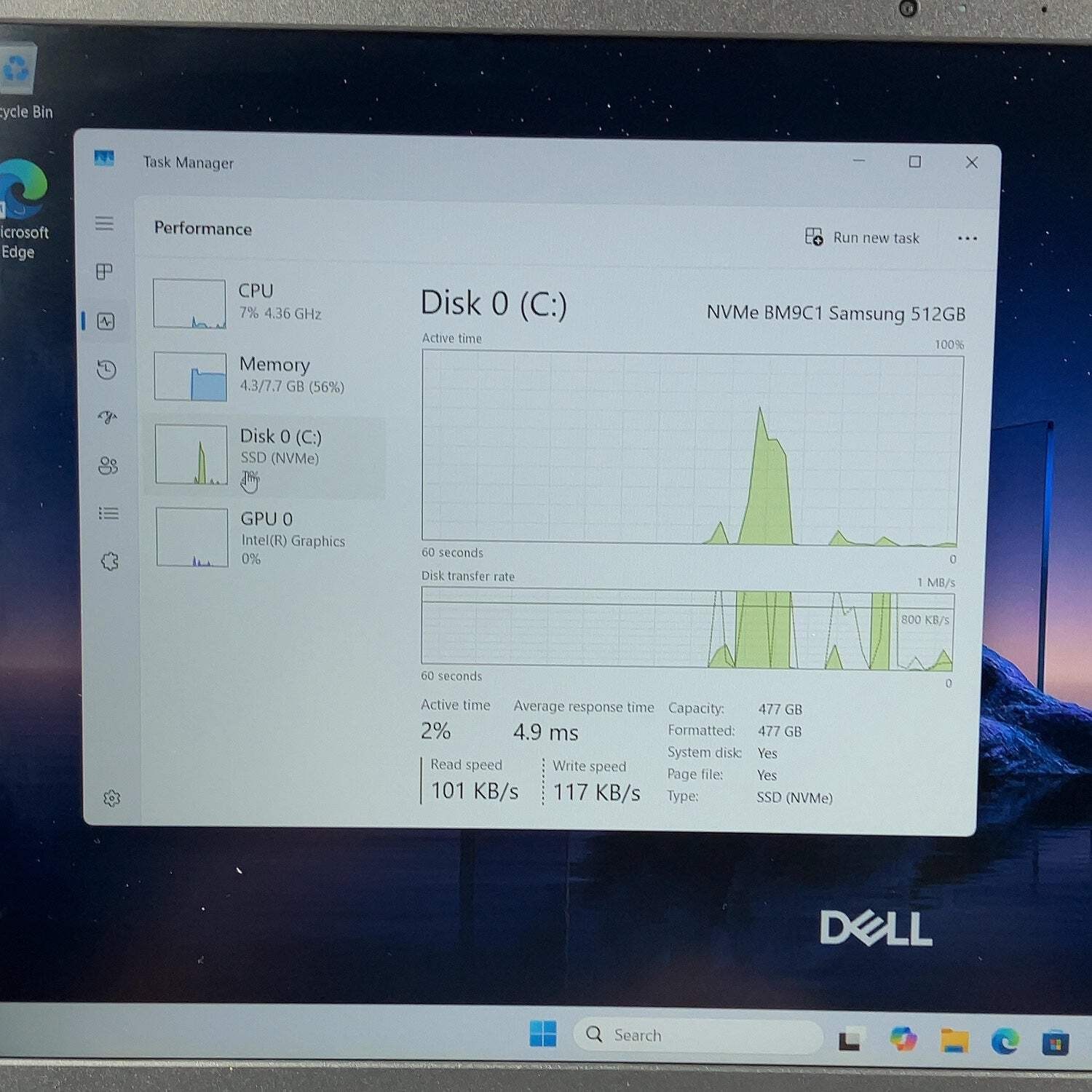 Dell 15 DC15250 15.6″ Core 3 100U 1.2GHz 8GB RAM 512GB SSD