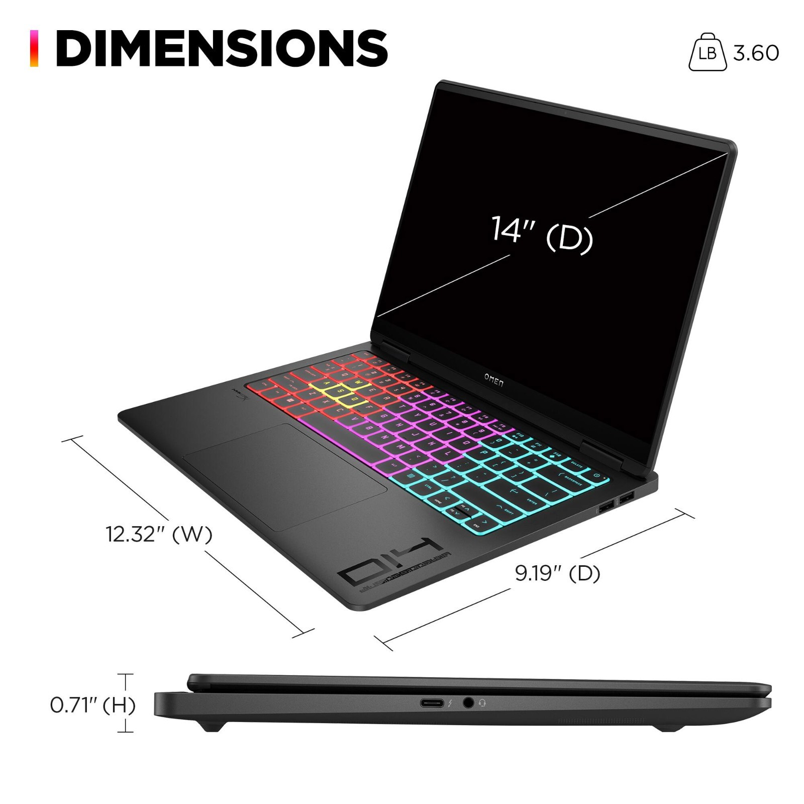 HP OMEN Transcend 14″ 3K OLED Intel Ultra 7 NVIDIA RTX 4060 16GB RAM 1TB SSD W11